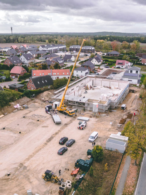 Luftaufnahme zukünftiger Supermarkt Netto Stelle Projekt von Sallier Bauträger